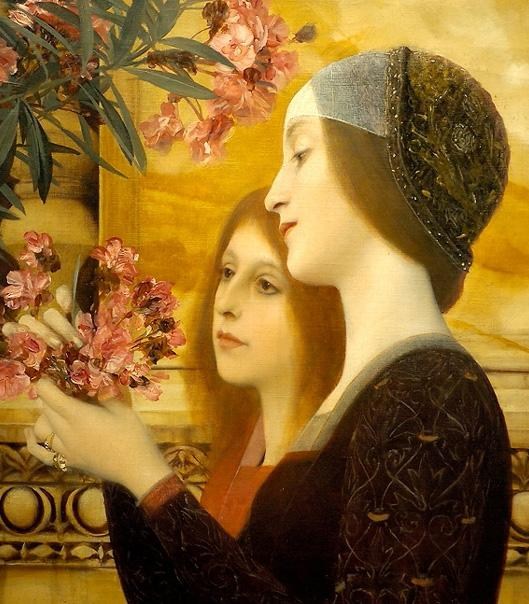 Gustav Klimt two girls with an oleander detail